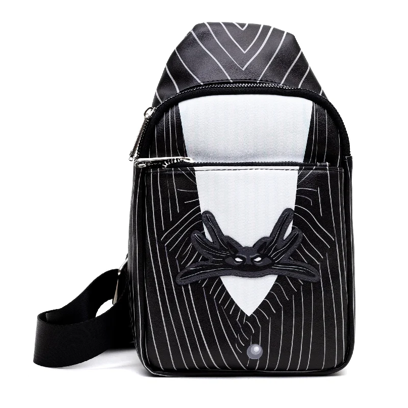 Designer Bags For Luxury Collectors With Offers Cross Body Sling Bag - The Nightmare Before Christmas Jack Skellington Suit Print Black
