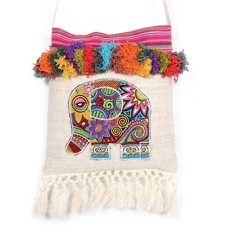 Fashionable Comfort Promotions Embroidery Tassel  Pom Pom Elephant Sling Bag - Thailand