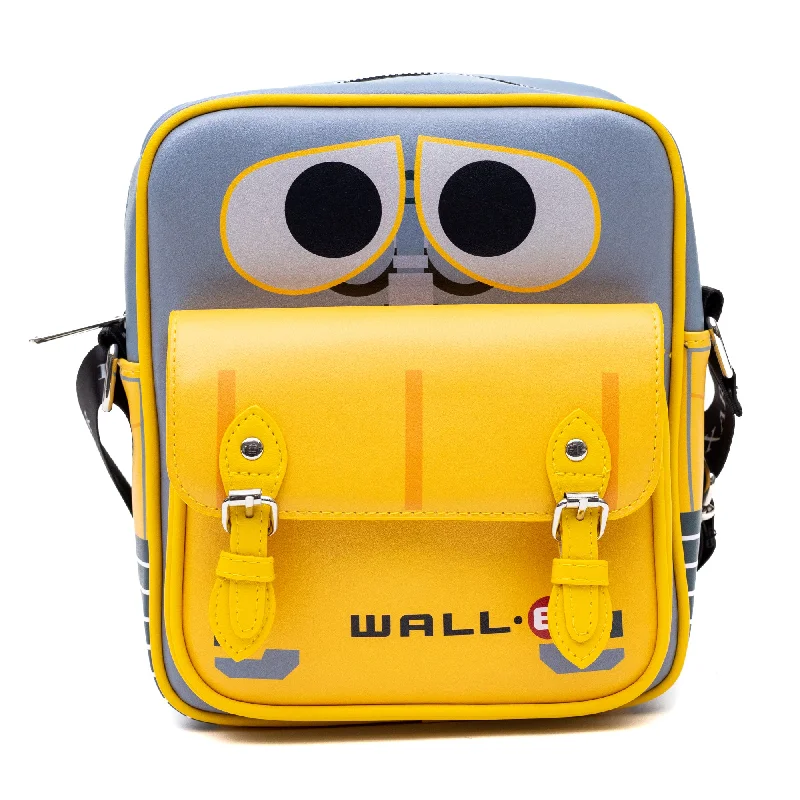 Massive Selection Sale Crossbody Bag with Two-Pockets and Slip Pocket - WALL-E Robot Face and Circuit Board Yellows