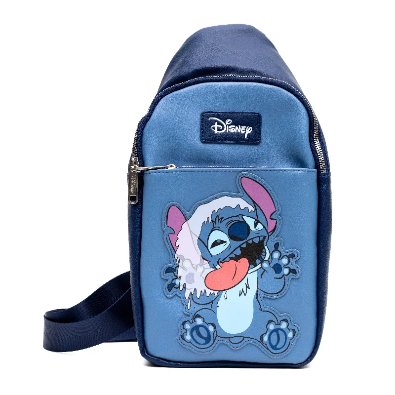 Flirty Fashion Discounts Crossbody Sling Bag - Large - Lilo & Stitch Stitch Close-Up Lick Pose Blues