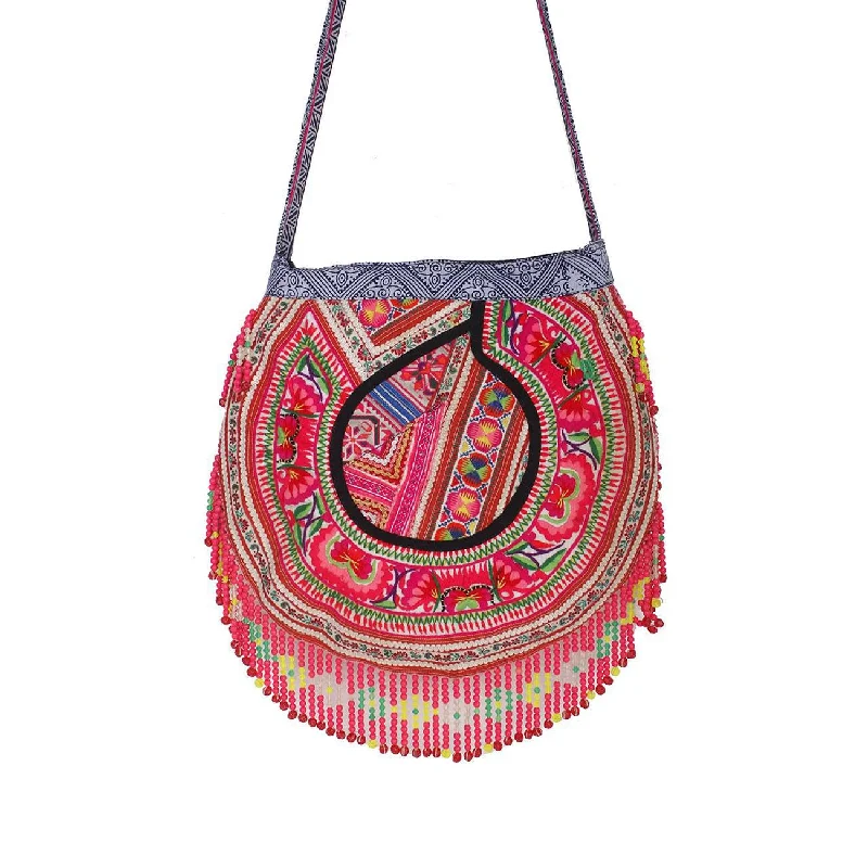 Top Brand Discounts Upcycled Hmong Jacket with Beads Textile One of a Kind Crossbody Bag - Thailand