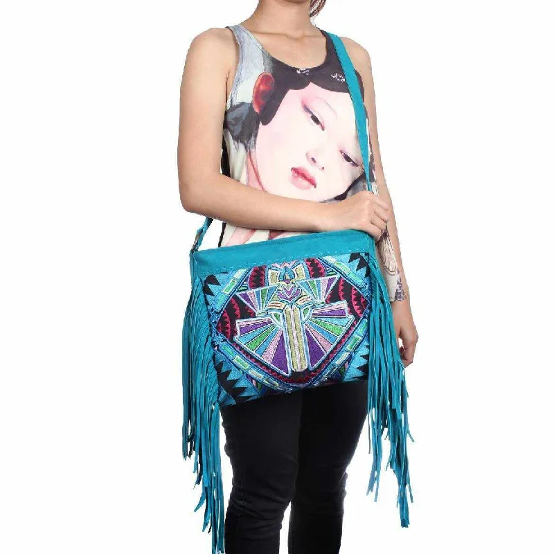 New Year Party Bag For Celebrations Leather Fringe Embroidered Crossbody Bag - Thailand