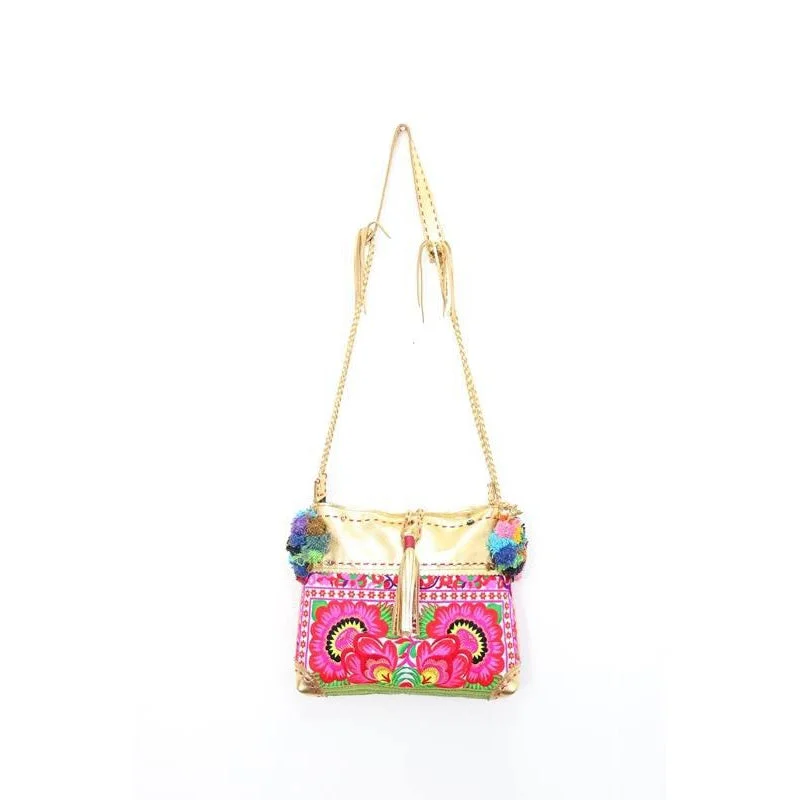Exclusive Designer Style Deals Hand Woven Leather Bag Vintage Pom Poms Strap - Thailand