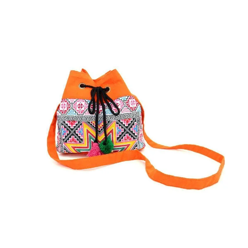 Eco-Friendly Bags With Promotions Star Hmong Embroidered Bucket Bag - Thailand