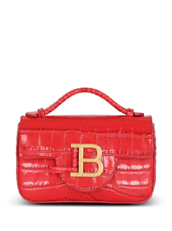 Romantic Valentine's Day Bags With Promotions Balmain B-Buzz Mini Bag In Crocodile-Print Leather
