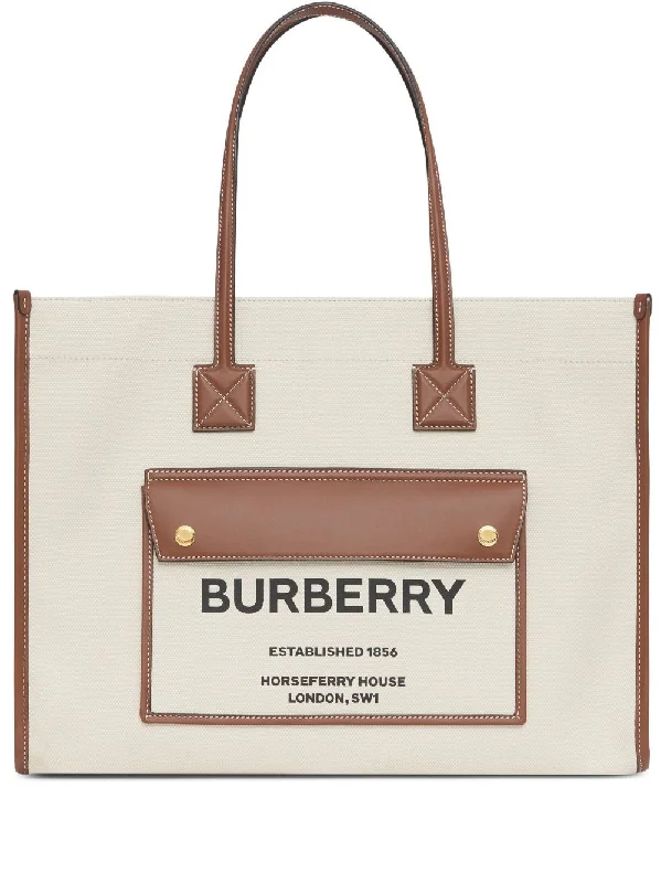 Luxury Seekers BURBERRY - Women Medium Two-Tone Canvas & Leather Freya Bag