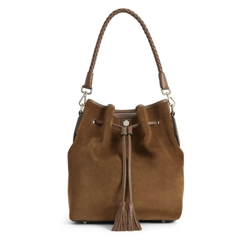 Vibrant Bags With Discounts Fairfax & Favor Bibury Suede Ladies Bucket Bag -  Tan
