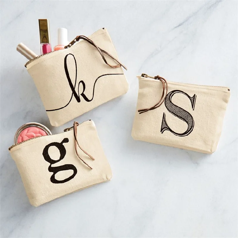 Luxurious Bags With Limited-Time Offers Initial Canvas Cosmetic Pouch