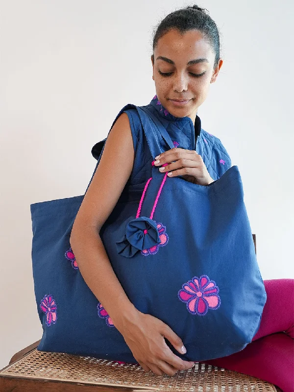 Inspired Bags For Timeless Elegance Asti Bag Funky Flower Embroidery on Navy