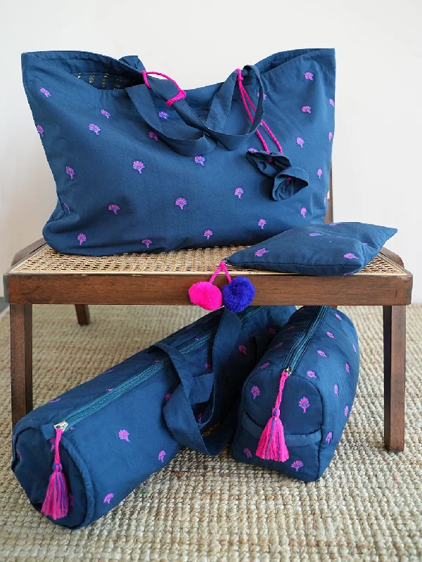 Party Bags For New Year's Eve And Special Occasions Asti Bag Ginkgo Embroidery on Navy