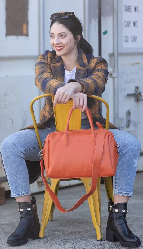 Lightweight And Functional Bags For Travel And Work Beck Leather Hayes Bag - Marie Orange