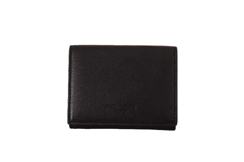 Latest Trends Dolce & Gabbana Elegant Black Leather Trifold Multi Kit