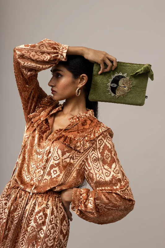Glamorous Fashion Offers Emily Lovelock Sea Kelp Velvet Pochette