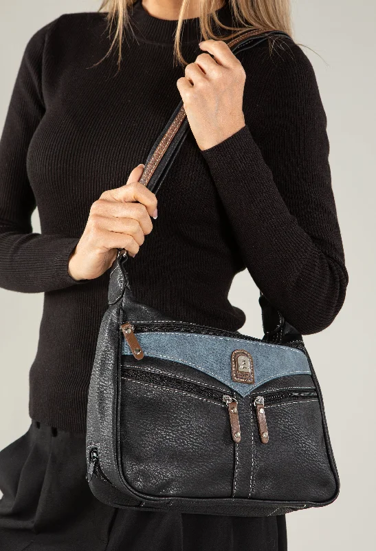 Discounted Designer Bags For Clearance Sale Multi Pocket Faux Leather Cross Body Bag