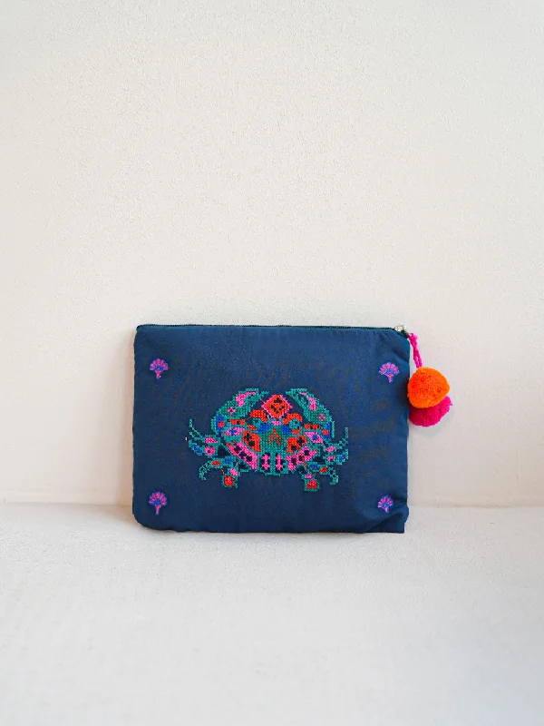 Massive Savings Ortiga Bag Crab Embroidery on Navy
