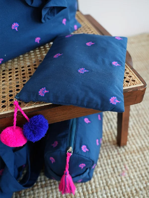 Bags With Tsa-Approved Features Ortiga Bag Ginkgo Embroidery on Navy