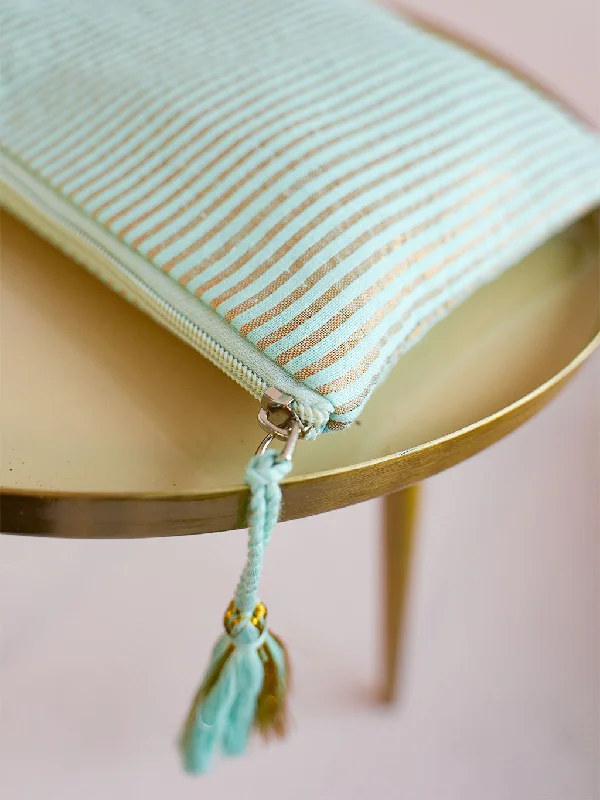 Seasonal Picks Ortiga Bag Lurex Stripe Aqua
