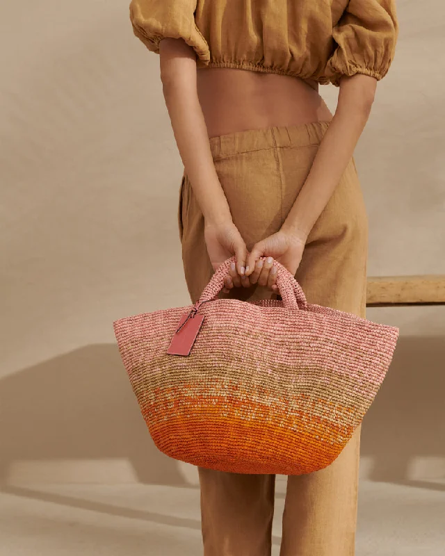 Bags For Urban And Trendy Looks Raffia Panier Pink & Orange Bag