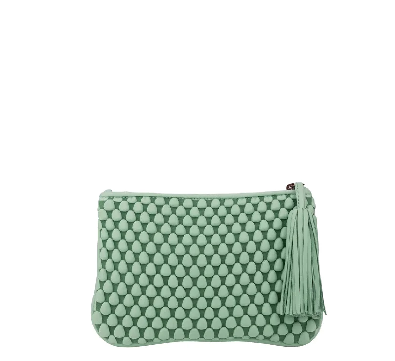Huge Price Cut Tissa Fontaneda HO8L Large Spanish Nappa Pochette Mint Green