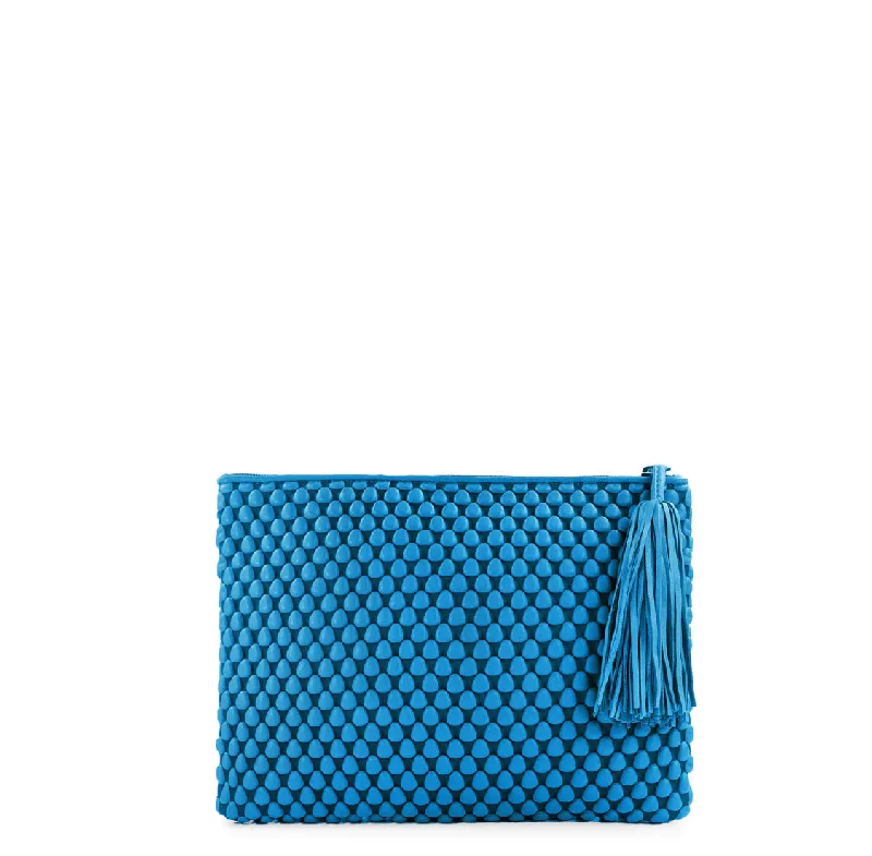 Relaxed Style Deals Tissa Fontaneda Bavarian Blue Spanish Nappa Leather XL Pochette