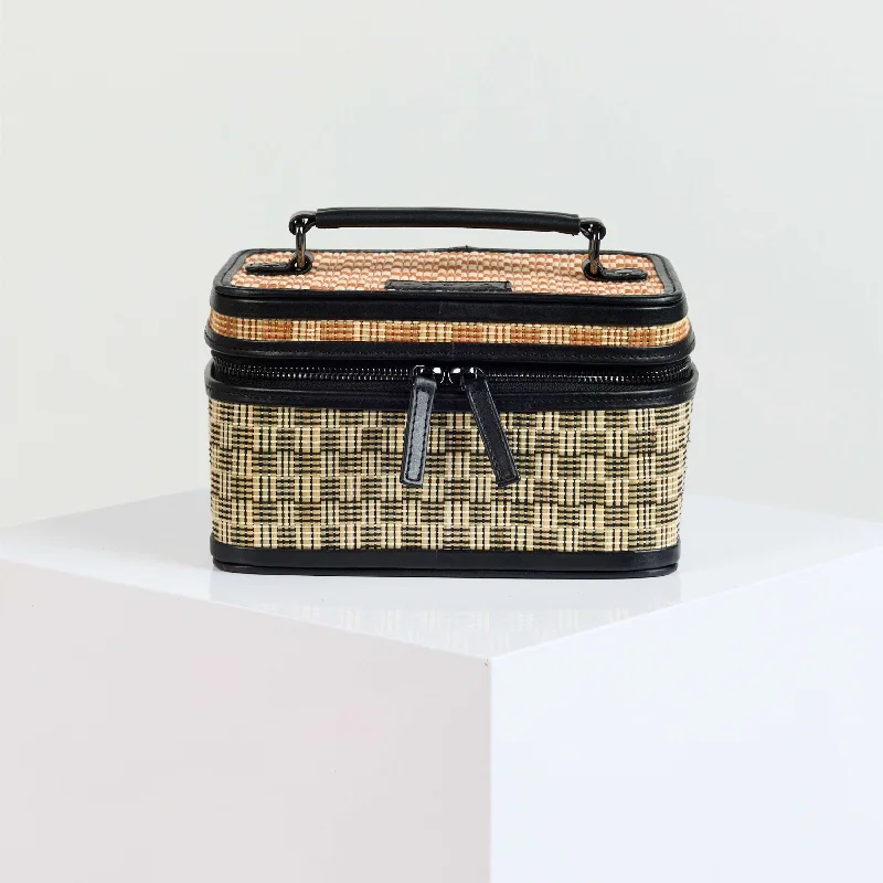 Stylish Savings FREYA Train Case, Black/Brown