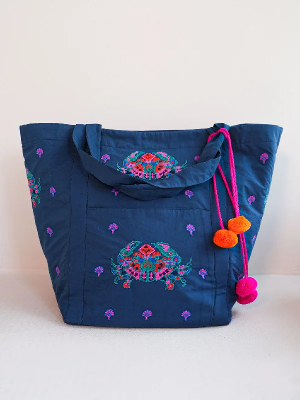 Sale Event, Prices Rock Udine Bag Crab Embroidery on Navy