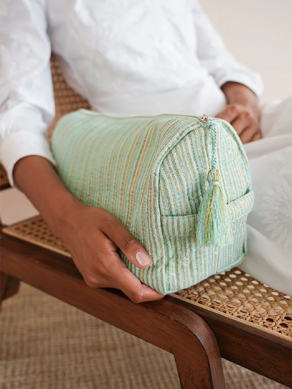 Additional Time-Limited Offers Wash Bag Lurex Stripe Aqua