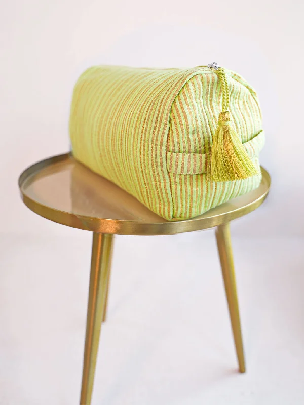 Huge Price Cut Wash Bag Lurex Stripe Lime