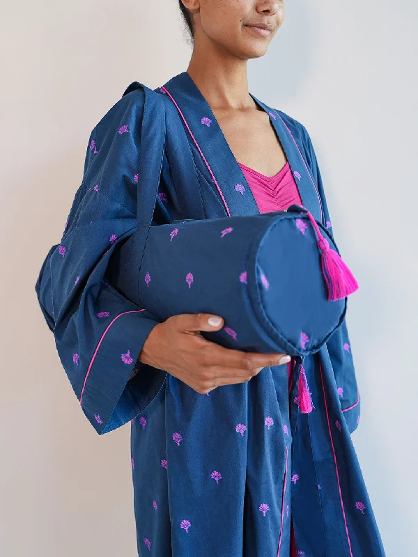Cozy Chic Promotions Yoga Mat Bag Ginkgo Embroidery on Navy