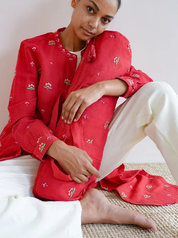Modish Fashion Discounts Yoga Mat Bag Lotus Flower Embroidery on Red