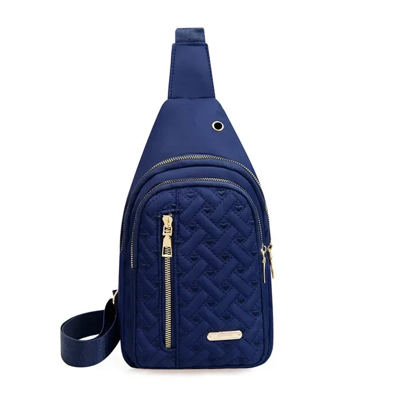 Retro Lovers Rhombus Embroidery Thread Women's Bag Fashion Lattice Nylon Chest Handbag Classic Rhombus Single