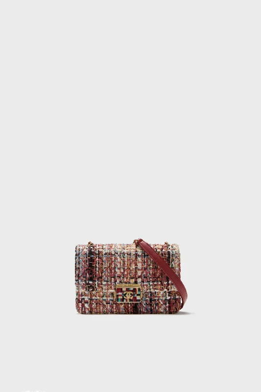 Festive Holiday Gift Bags CHANEL Red Tweed Beauty Lock Flap Bag