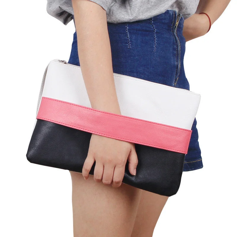 Inspired Bags For Timeless Elegance Fashion Women Handbag Solid Patchwork Lady Day Clutches Fashion Soft Girl Zipper Packet Fashion Female Casual Bags women bag
