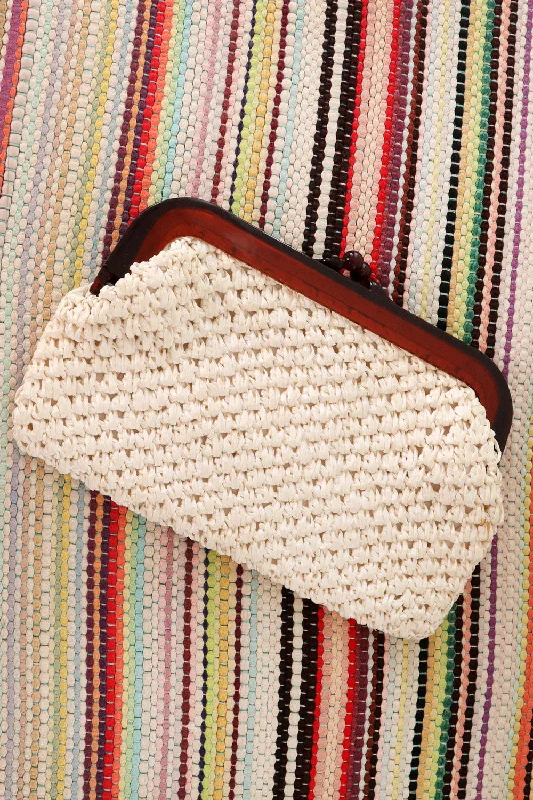 Cyber Monday Discounts On Bags Ivory Raffia Clutch