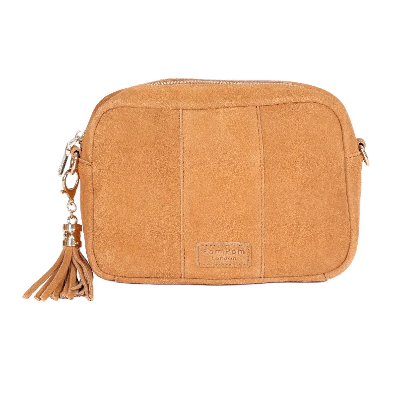 Designer Bags For Luxury Collectors With Offers Pom Pom London City Suede Bag Tan
