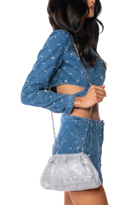 Limited-Time Offer On Trendy Bags READY TO MINGLE RHINESTONE SLOUCH CLUTCH