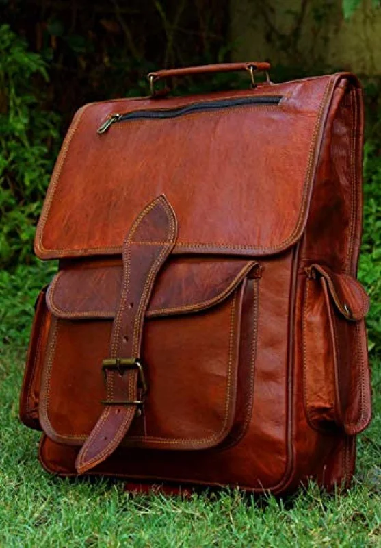Flash Sales On Premium And High-Quality Bags 16 Inch Genuine Leather Retro Rucksack Backpack Bag , Picnic Bag Travel