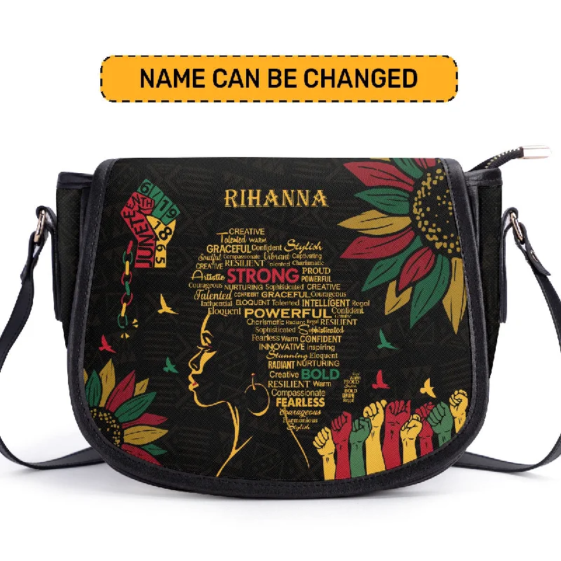Stylish Bag For Women Afro Juneteenth - Personalized Leather Saddle Cross Body Bag SBSADT58 Stylish Bag For Women Afro Juneteenth - Personalized Leather Saddle Cross Body Bag SBSADT58