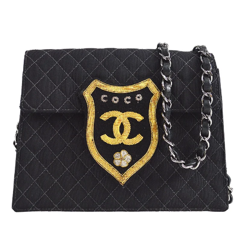 Durable And Cheap Bags CHANEL * 2005 Emblem Shoulder Bag Mini Black Canvas