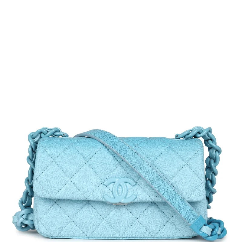 Limited Edition Bags For Collectors Chanel Mini Flap Bag Blue Ombre Caviar Lacquered Metal Hardware Limited Edition Bags For Collectors Chanel Mini Flap Bag Blue Ombre Caviar Lacquered Metal Hardware