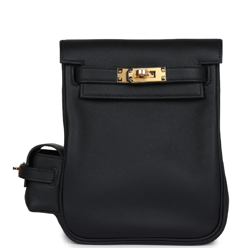 Compact Bags For Minimalist Travelers Hermes Mini Kelly Jump Backpack Black Swift Gold Hardware