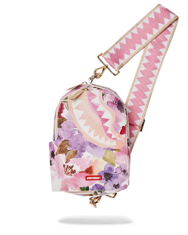 Sporty Bags For Active And Athletic Lifestyles Sprayground Bag PAINTED FLORAL BACKPACK SLING Pink