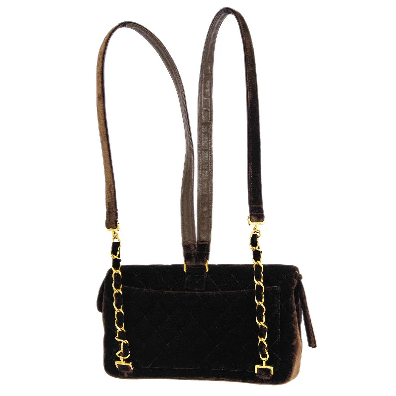 Luxury Bags With Premium Materials And Craftsmanship Chanel * 1994-1996 Brown Velvet Classic Flap Backpack