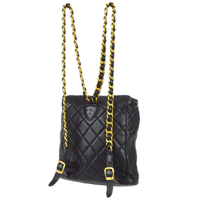 Customizable Bags For Personalized Style Chanel 1990s Duma Chain Backpack Bag Black Lambskin