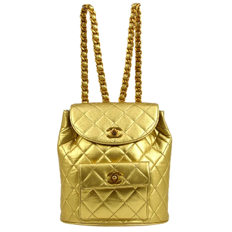 Luxury Bags For Working Professionals Chanel 1991-1994 DUMA Backpack Large Gold Lambskin