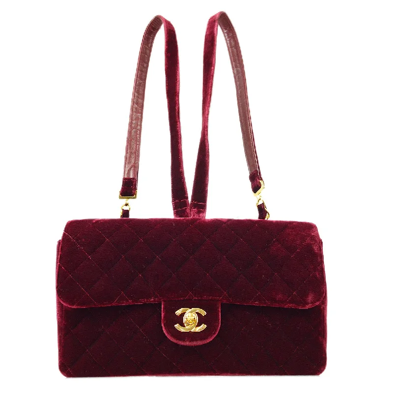 Versatile Bags That Suit Any Outfit Or Event Chanel * 1994-1996 Classic Flap Backpack Medium Velvet Bordeaux