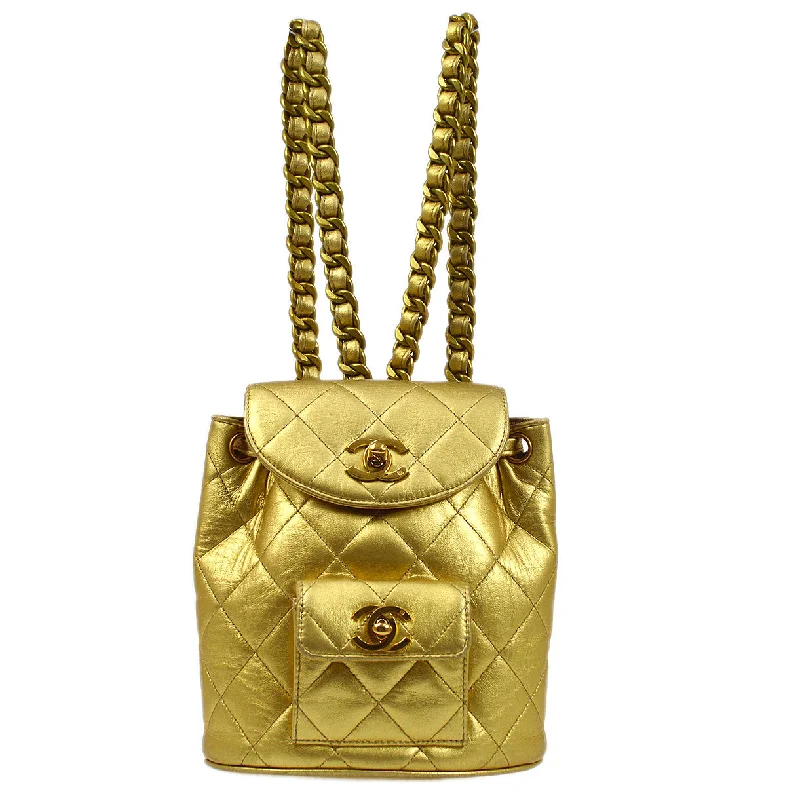 Functional Bags For Busy Moms And Dads CHANEL 1994 Gold Lambskin DUMA Backpack Small