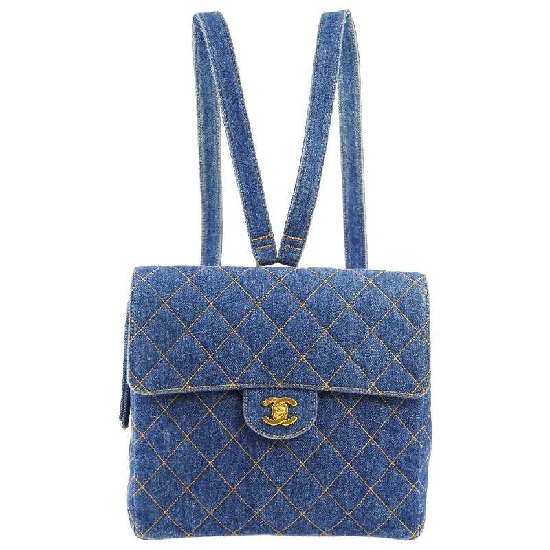 Designer-Inspired Bags At Budget-Friendly Prices CHANEL * 1996-1997 Classic Flap Backpack Medium Denim