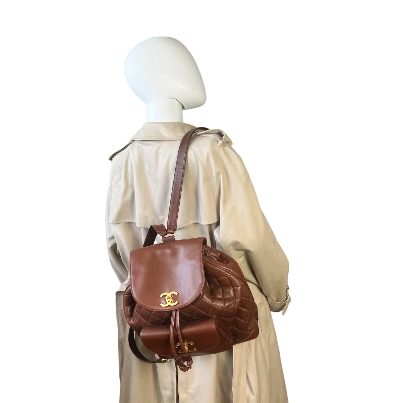Minimalist Leather Bag For Modern Aesthetics Chanel Duma Backpack Large Brown Lambskin