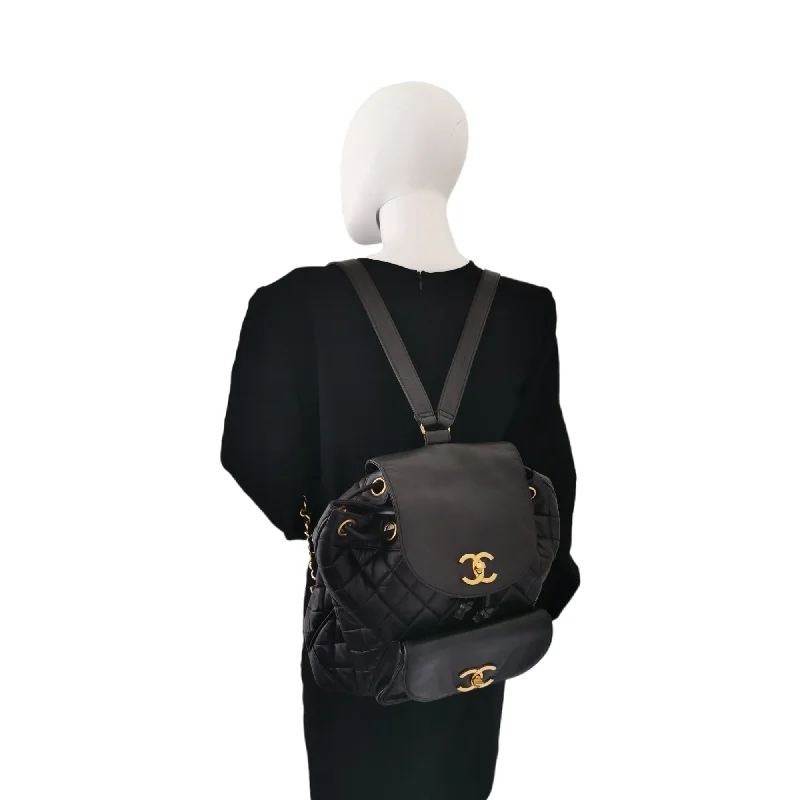 Discounted Designer Bags For Clearance Sale Chanel Duma Backpack Black Lambskin Gold